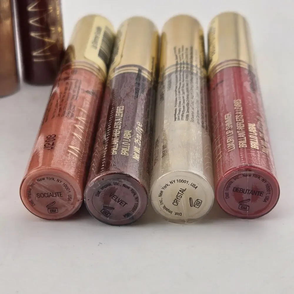 IMAN Luxury Lip Shimmer Lip Gloss Lot Of 8 Assorted Shades Mixed Colors Lot New